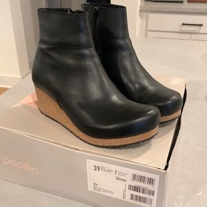 Birkenstock/Papillio Women's Ebba Black Leather Wedged Boot - Worn once!!